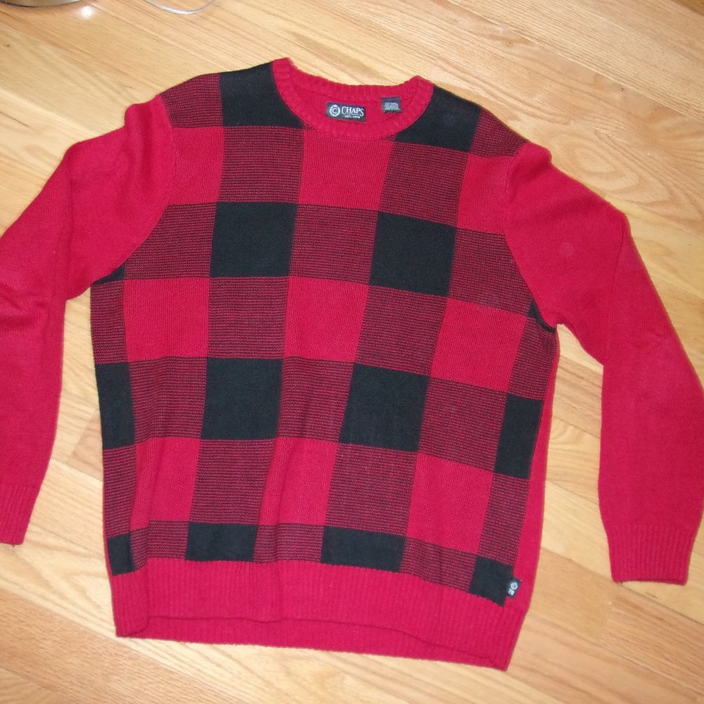 CHAPS RED SWEATER MENS SIZE LARGE GREAT CONDITION